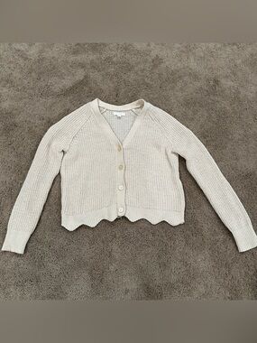 LC Lauren Conrad Scalloped-Hem Button Cardigan